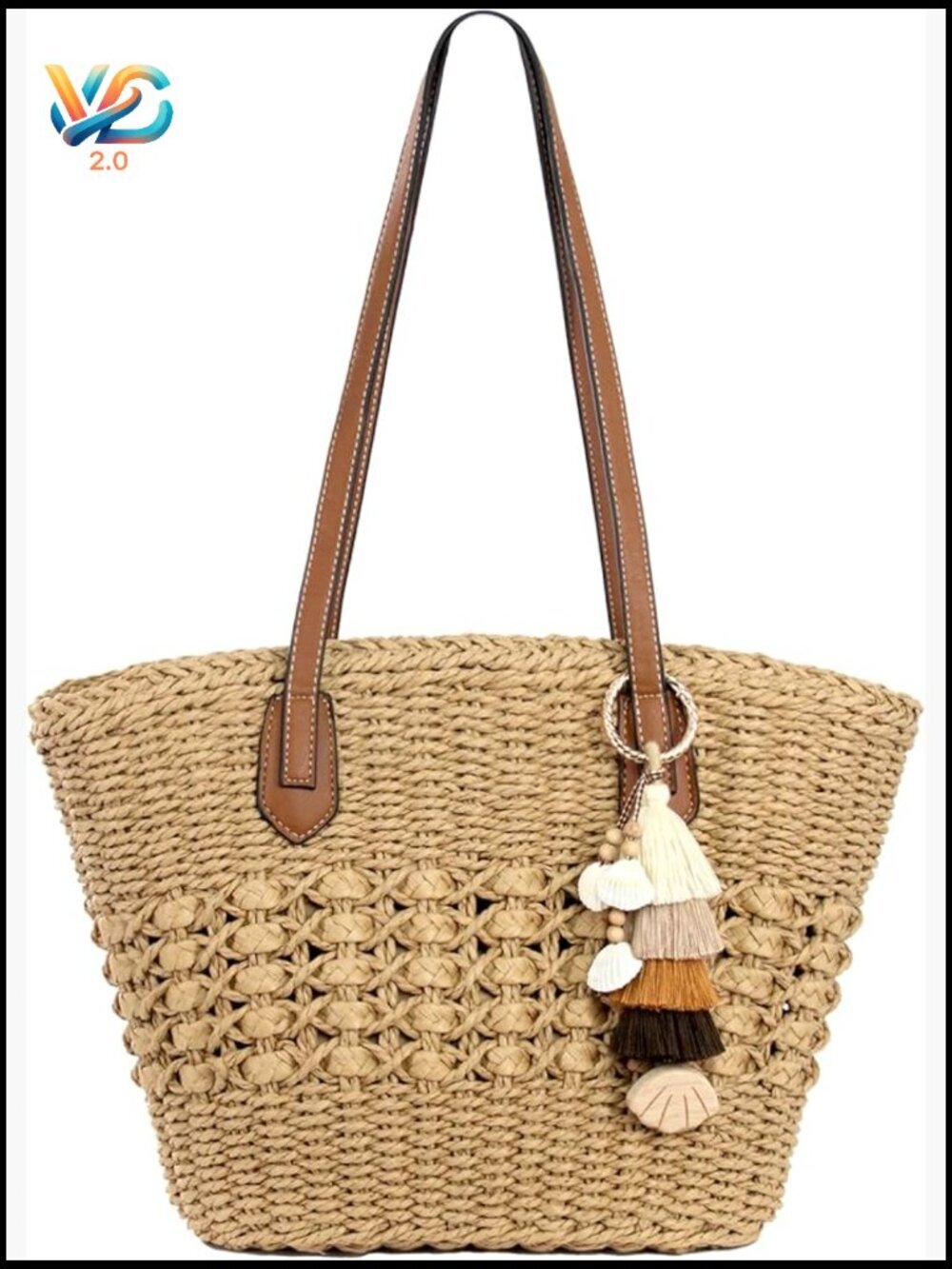 Boho Raffia Tote Shoulder Bag Handmade Summer Beach Tote Hat Clip